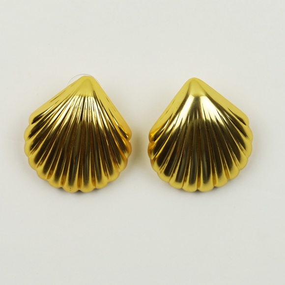 JCREW Metallic Shell Earrings in Burnished Gold $49 BQ554 - Picture 3 of 3